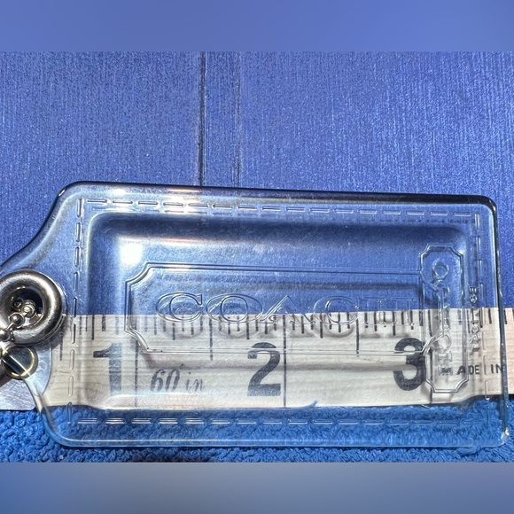 COACH KEY FOB BAG CHARM CLEAR SEE THROUGH KEYCHAIN HANGTAG 3” Long x 1.5” W - Picture 2 of 7